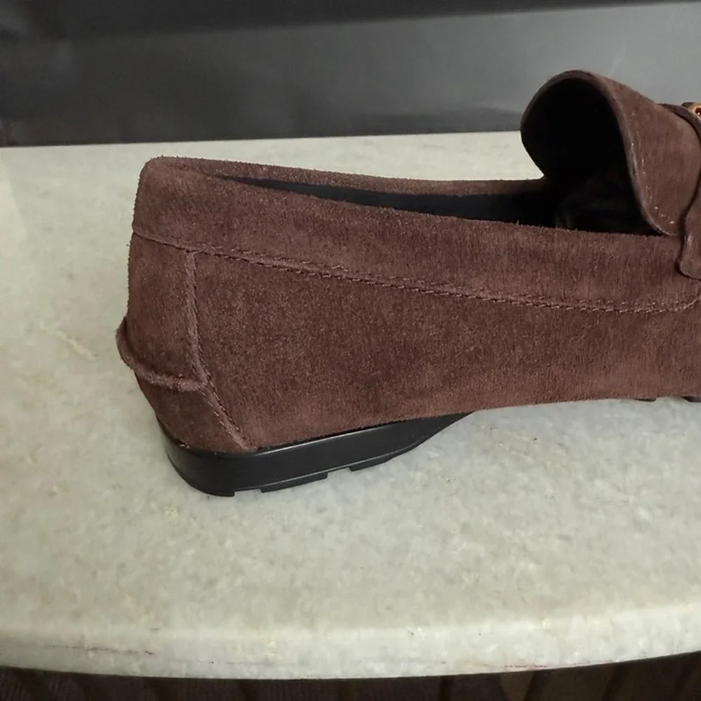 VERSACE 1009707 Medusa Men's Brown Suede Driver‎ Shoes, 40